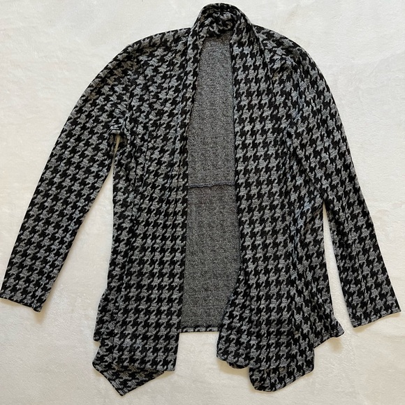 Kasper Sweaters - Kasper Women’s Houndstooth Shimmer Open Front Cardigan Size XL